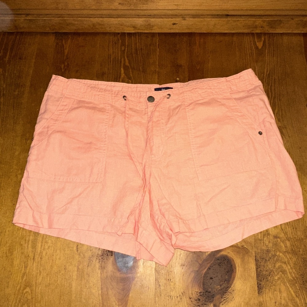 Gap Women's Shorts Lotus Orgenon Linen‎ Cotton  Drawstring Mid Rise Size 16